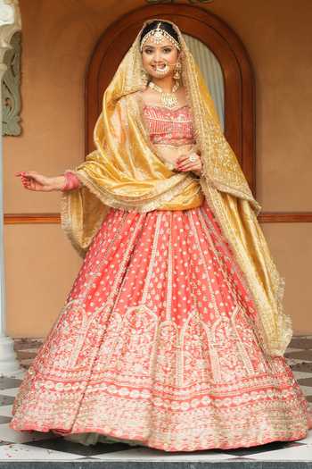 Amaltas Couture Raw Silk Bridal Lehenga Set 