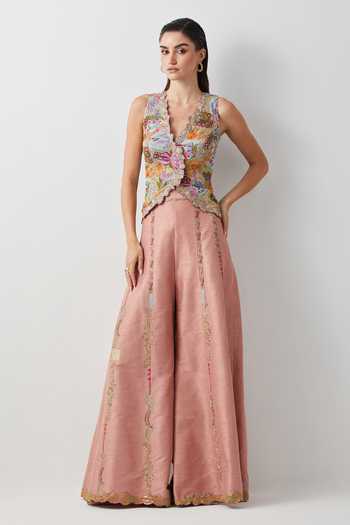 Aum By Asit And Ashima Embroidered Corset & Palazzo Set 