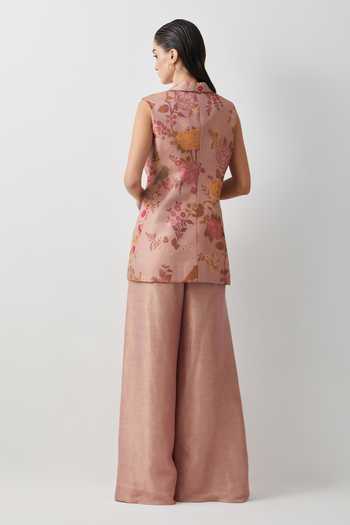 Aum By Asit And Ashima Rose Embroidered Jacket & Sharara Set 