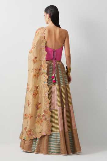 Aum By Asit And Ashima Embroidered Corset Lehenga Set 