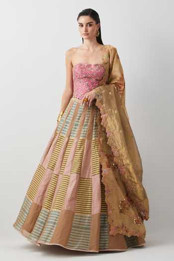 Aum By Asit And Ashima Embroidered Corset Lehenga Set 
