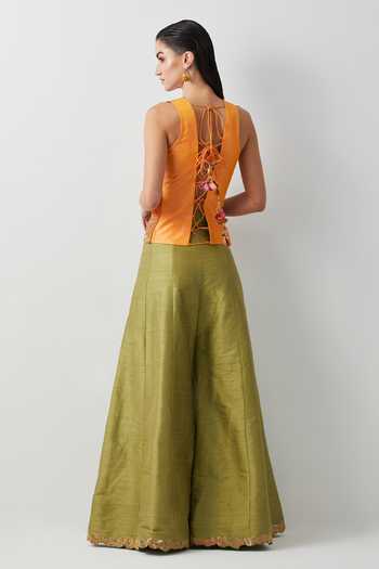 Aum By Asit And Ashima Embroidered Jacket & Palazzo Set 