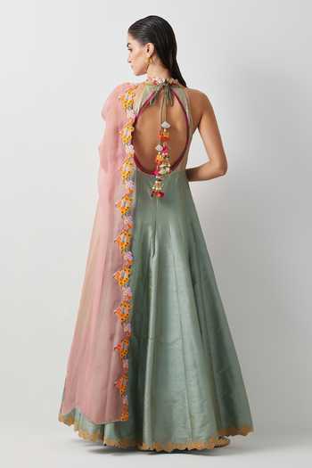 Aum By Asit And Ashima Hand Embroidered Anarkali With Dupatta 