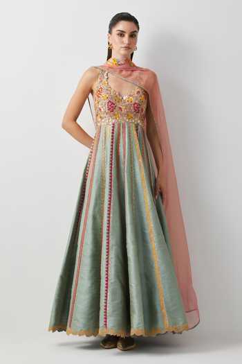 Aum By Asit And Ashima Hand Embroidered Anarkali With Dupatta 
