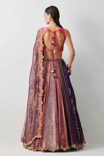 Aum By Asit And Ashima Multicolour Embroidered Lehenga Set 