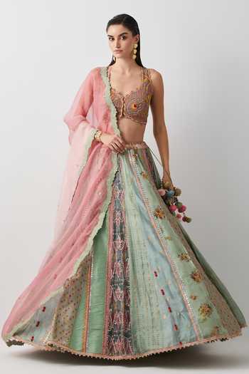 Aum By Asit And Ashima Embroidered Blouse Lehenga Set 
