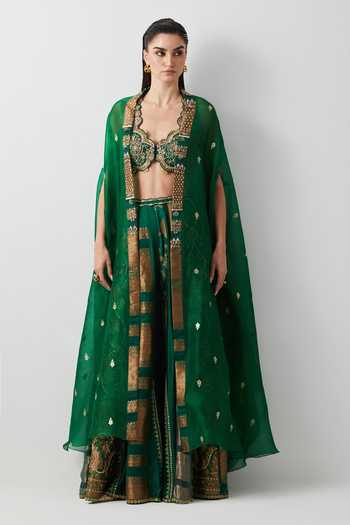 Aum By Asit And Ashima Hand Embroidered Cape Sharara Set 