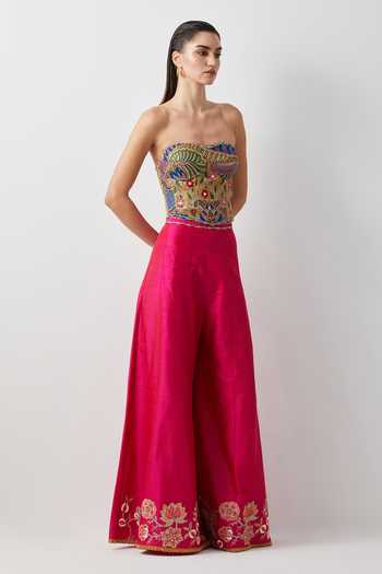 Buy Aum By Asit And Ashima Multi Color Organza, Beads, Pearls, Embroidered Corset And Palazzo Set Online at Aza Fashions Buy_Aum By Asit And Ashima_Multi Color Organza, Beads, Pearls, Embroidered Corset And Palazzo Set _Online_at_Aza_Fashions
