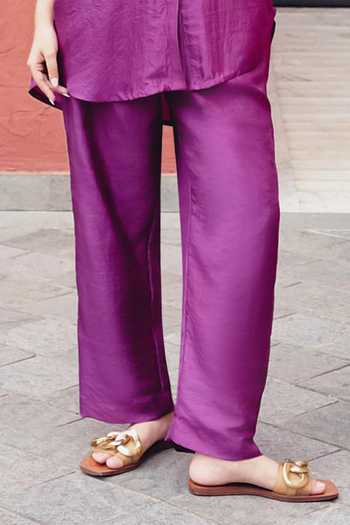 Shop_Kavya Singh Kundu_Purple Silk Collared Neck Pippa Embroidered Shirt And Pant Set 