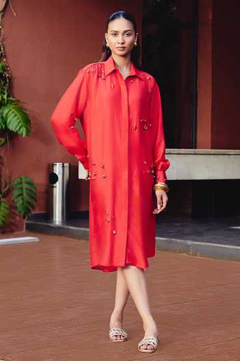 Kavya Singh Kundu Etna Hand Embroidered Shirt Dress 
