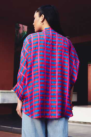 Buy_Kavya Singh Kundu_Pink Silk Mandarin Collar Pedro Block Printed Shirt 