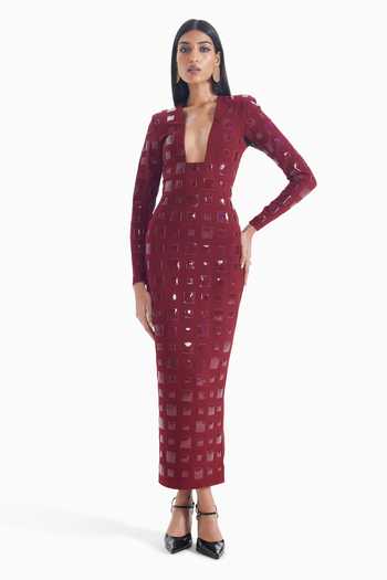 Sameer Madan Cherry Static Embellished Dress 