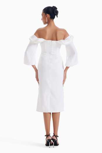 Sameer Madan Fictional Feelings Off-Shoulder Midi Dress 