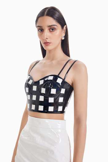 Sameer Madan Checkered Grid Pattern Bustier 