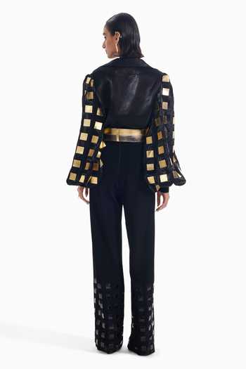 Sameer Madan Hot Mess Leather Applique Work Blouse 