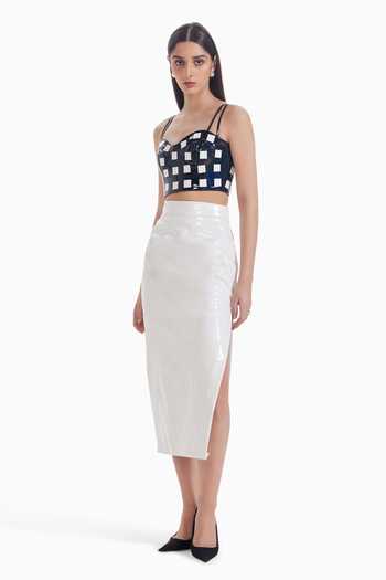Sameer Madan Glass Pulse Faux Leather Skirt 
