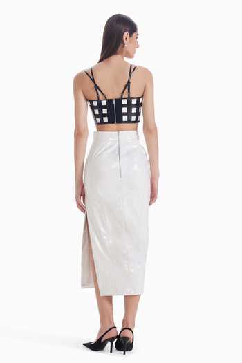 Sameer Madan Glass Pulse Faux Leather Skirt 