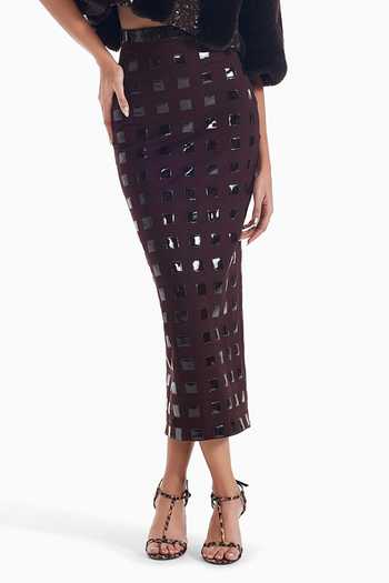 Buy Sameer Madan Wine Jersey Delusional Darling Pencil Midi Skirt Online at Aza Fashions Buy_Sameer Madan_Wine Jersey Delusional Darling Pencil Midi Skirt _Online_at_Aza_Fashions