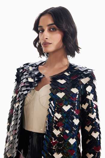 Buy Sameer Madan Black Crepe Open Neck Moodboard Crush Embroidered Jacket Online at Aza Fashions Buy_Sameer Madan_Black Crepe Open Neck Moodboard Crush Embroidered Jacket _Online_at_Aza_Fashions