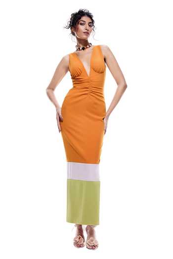 Sameer Madan Copacabana Colorblock Bodycon Dress 