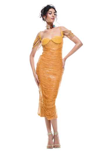Sameer Madan Sunray Breeze Bodycon Sequin Work Dress 