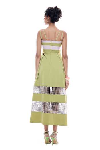 Sameer Madan Mimosa Crochet Mesh Dress 