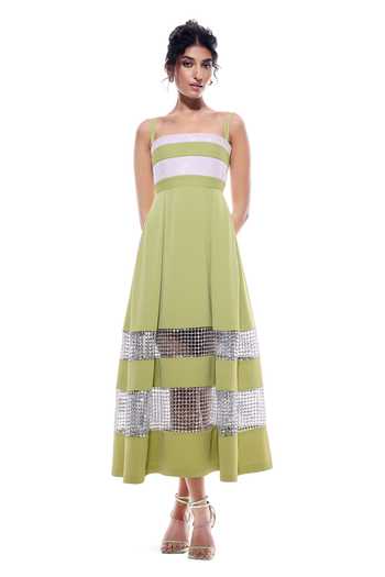 Sameer Madan Mimosa Crochet Mesh Dress 