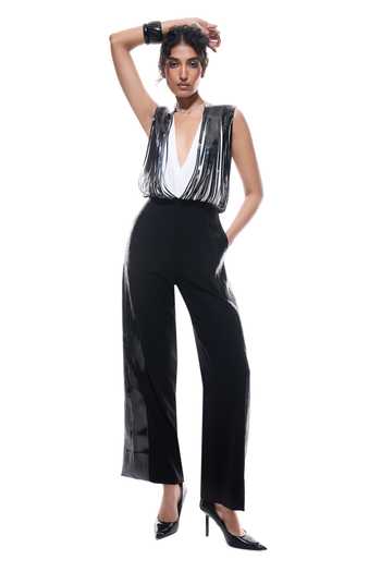 Sameer Madan Corcovado Fringe Sleeveless Jumpsuit 