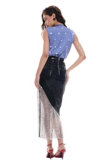 Sameer Madan Mirror Beach Crochet Mesh Skirt 