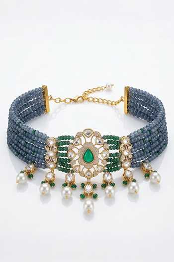 Joules by Radhika Dakshina Stone Embellished Necklace Set 