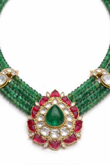 Joules by Radhika Tanisha Tear Drop Shaped Pendant Necklace Set