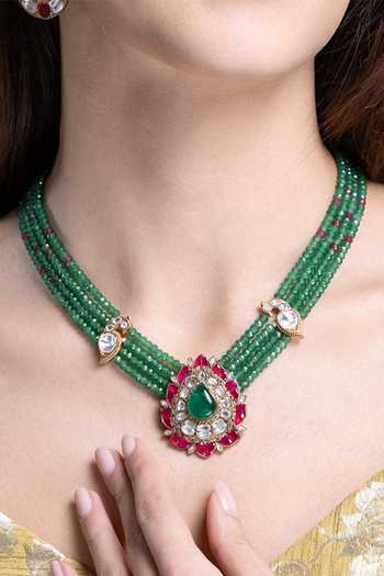 Joules by Radhika Tanisha Tear Drop Shaped Pendant Necklace Set