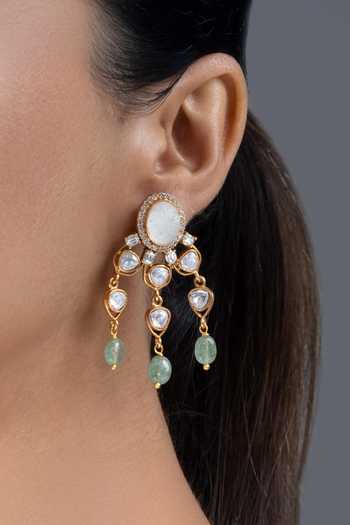 Joules by Radhika_Green Tiyra Beaded Embellished Choker Set _Online_at_Aza_Fashions