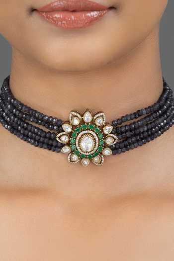 Joules by Radhika Blue Naisha Stone Embellished Choker Online at Aza Fashions Joules by Radhika_Blue Naisha Stone Embellished Choker _Online_at_Aza_Fashions