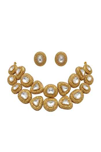 Shop Joules by Radhika Gold Plated Tivya Stone Embellished Necklace Set at Aza Fashions Shop_Joules by Radhika_Gold Plated Tivya Stone Embellished Necklace Set _at_Aza_Fashions