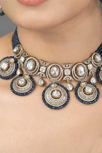 Joules by Radhika Blue Ravanyas Bead And Stone Work Necklace Set Online at Aza Fashions Joules by Radhika_Blue Ravanyas Bead And Stone Work Necklace Set _Online_at_Aza_Fashions
