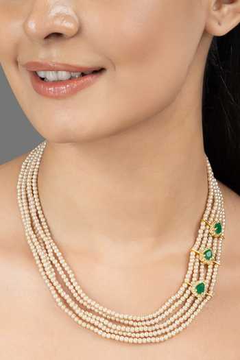 Joules by Radhika Veylaya Pearl Embellished Layered Necklace 