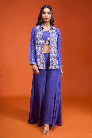 Samyukta Singhania Embroidered Jacket Palazzo Set 