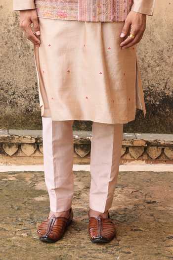 Aum By Asit And Ashima Pink Tissue, Brocade, Silk, Chanderi, Cotton, Lycra Textured Pattern Bundi Set Online at Aza Fashions Aum By Asit And Ashima_Pink Tissue, Brocade, Silk, Chanderi, Cotton, Lycra Textured Pattern Bundi Set _Online_at_Aza_Fashions