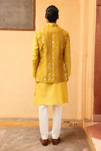 Aum By Asit And Ashima Silk Brocade Bundi & Kurta Set 