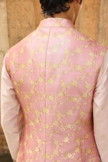 Aum By Asit And Ashima Multi Color Silk, Tissue, Brocade, Cotton, Lycra Zari, Bundi And Kurta Set Online at Aza Fashions Aum By Asit And Ashima_Multi Color Silk, Tissue, Brocade, Cotton, Lycra Zari, Bundi And Kurta Set _Online_at_Aza_Fashions