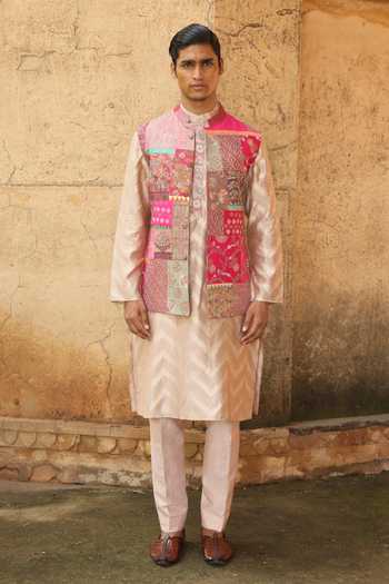 Aum By Asit And Ashima Patchwork Heritage Bundi & Kurta Set 
