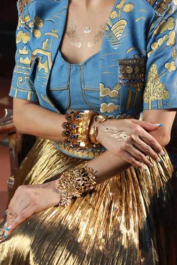 Buy_ASHNA VASWANI_Blue Silk, Satin, Jacquard, Denim Crushed Skirt Set _Online_at_Aza_Fashions