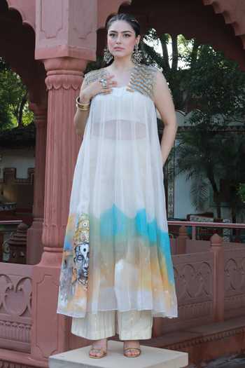 ASHNA VASWANI Hand Painted Kota Doria Kurta Set 