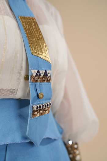 Buy_ASHNA VASWANI_Blue Hand Work Denim Tie _Online_at_Aza_Fashions