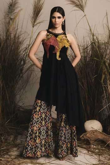 ASHNA VASWANI Elephant Motif Chanderi Velvet Kurta Set 