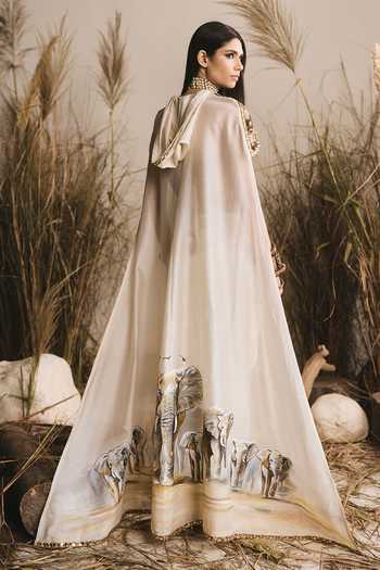 ASHNA VASWANI Chanderi Cape & Corset Set 