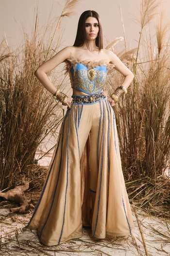 ASHNA VASWANI Handloom Cotton & Chanderi Corset & Pant Set 
