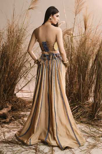 ASHNA VASWANI Handloom Cotton & Chanderi Corset & Pant Set 