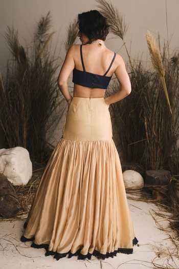 ASHNA VASWANI 3D Handwork Chanderi & Denim Lehenga Set 